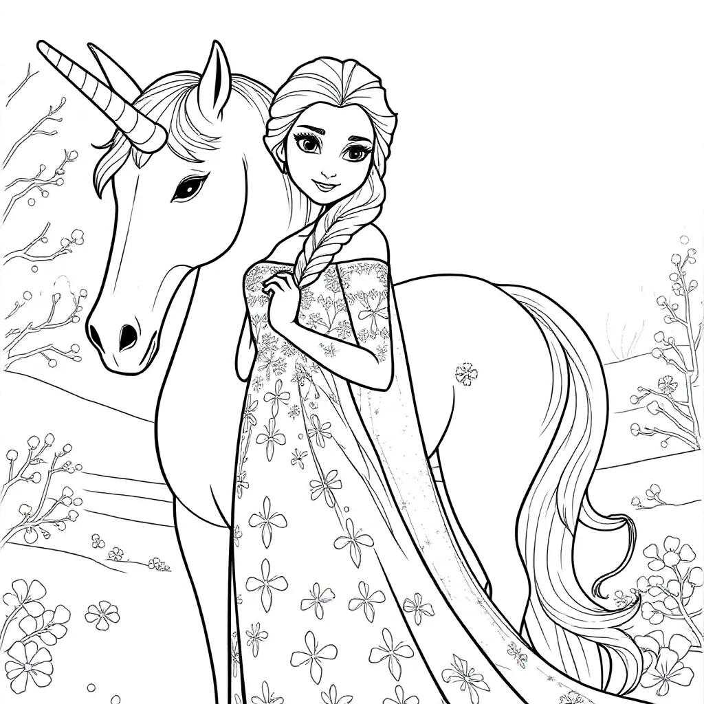 1 Princess Elsa Met 1 Unicorn Paard
