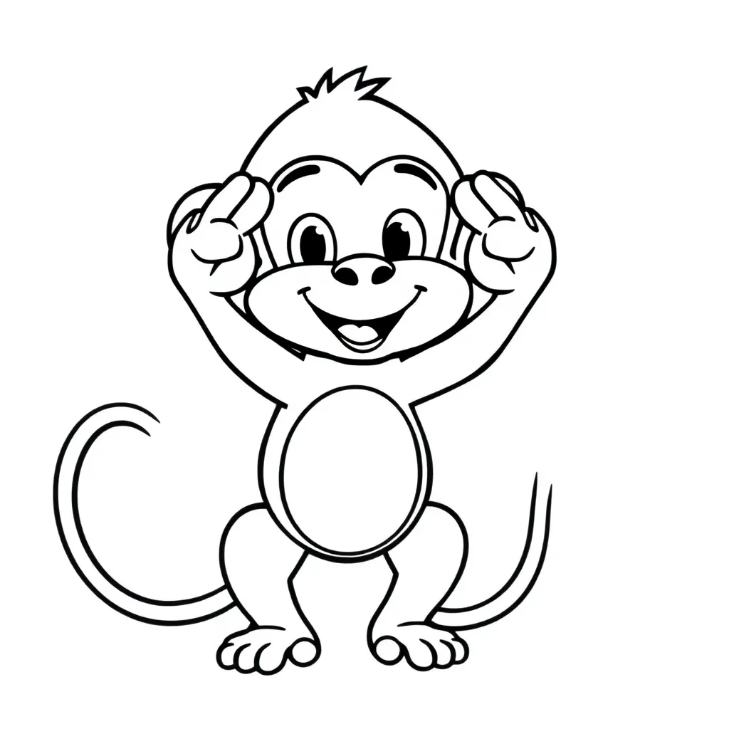 Monkey Jungle Cartoon Playful Cheerful