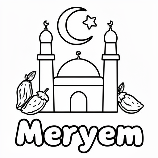 Moschea Aksa con alcune date, luna e stella