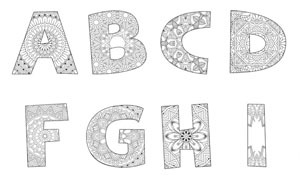 Preview van kleurplaat Alfabet Mandala