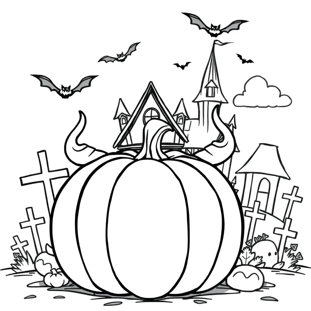 Espeluznante Halloween Calabaza Espeluznante Casa Espeluznante Murciélagos Nubes amenazadoras