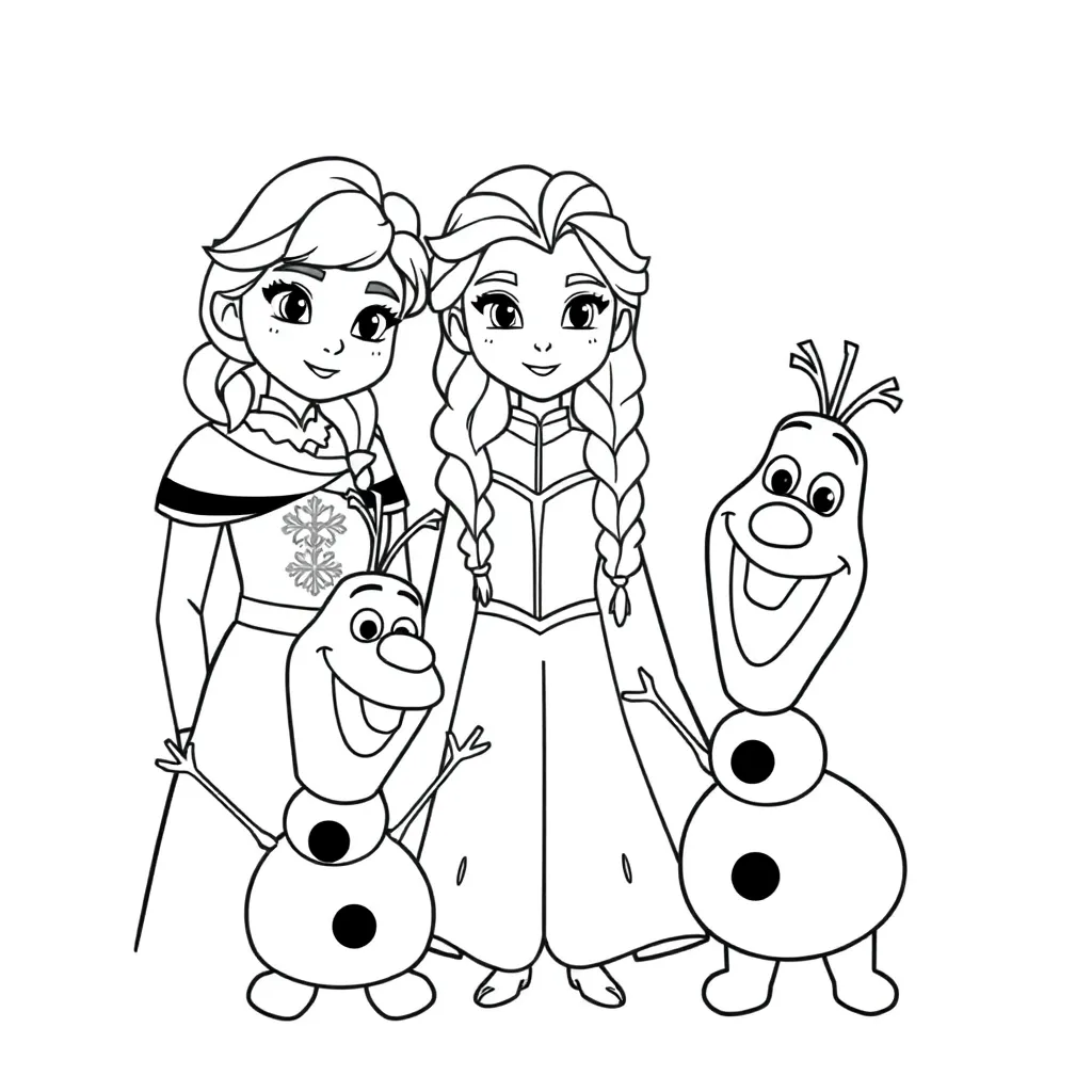 Anna Elsa and Olaf