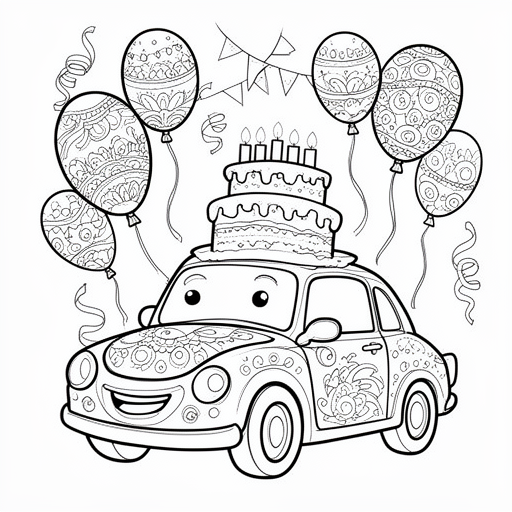 Bilfödelsedagstårta 43 ballongstreamers