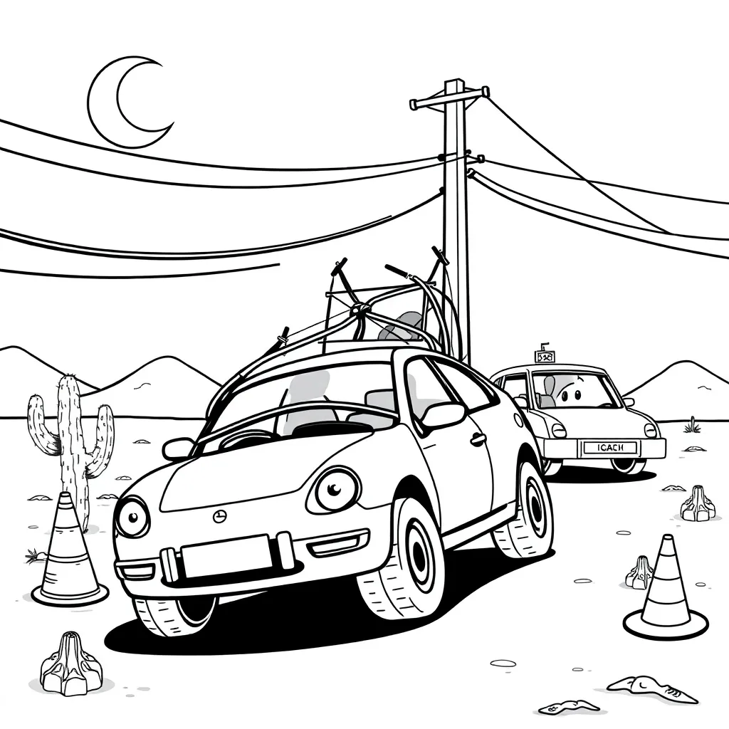 Auto-Wüsten-Western-Cartoon-Abenteuer