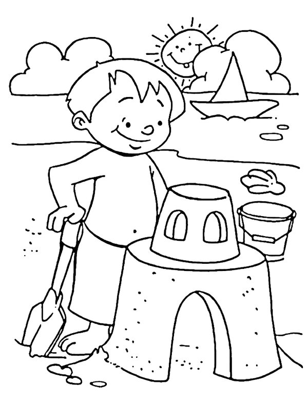 Beach Boy Building Sandcastle
