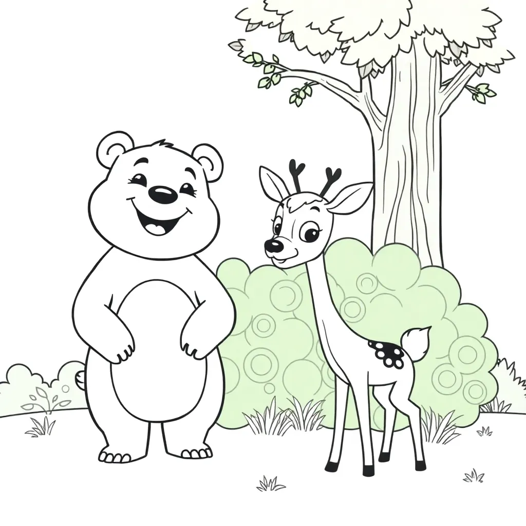 Bear Wild Nature Forest Cartoon