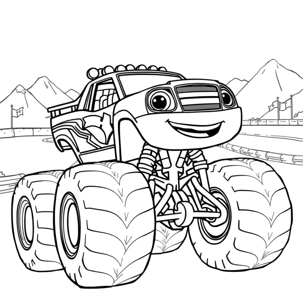 Blaze Monster Wheels fordonsäventyr barnteckning