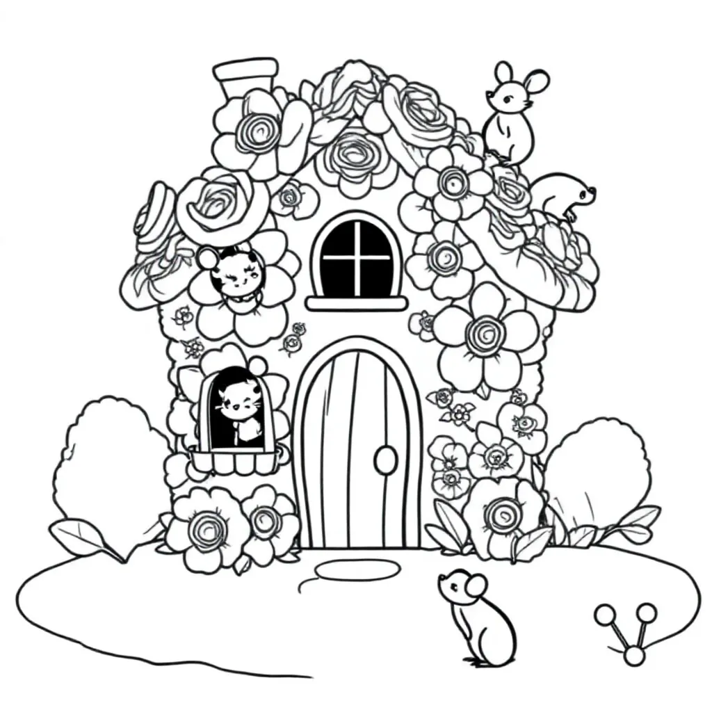 Blomsterhus med 4 mus