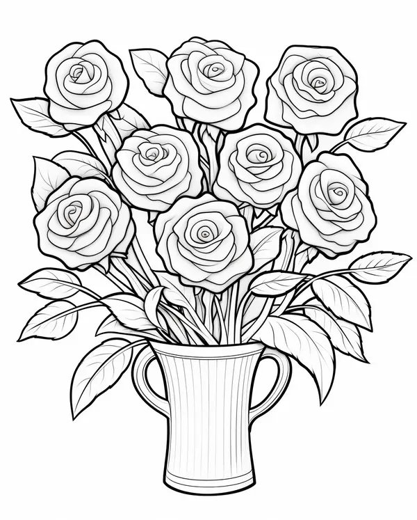 Bouquet De Roses Dans Un Vase