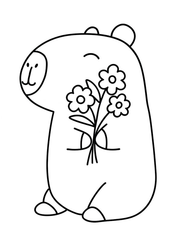 Capybara med blomster