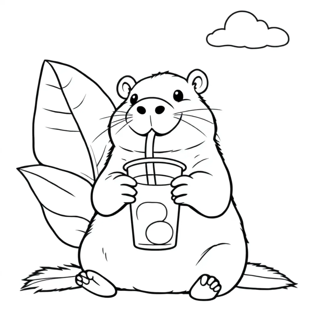 Capybara with boba tea