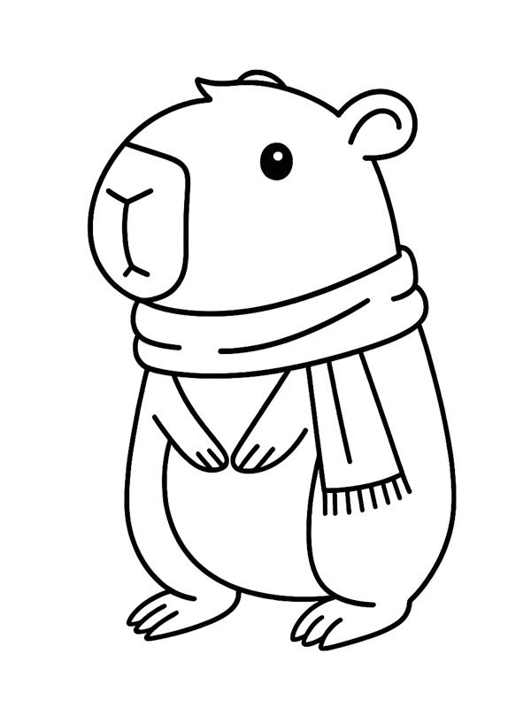 Capibara met wintersjaal