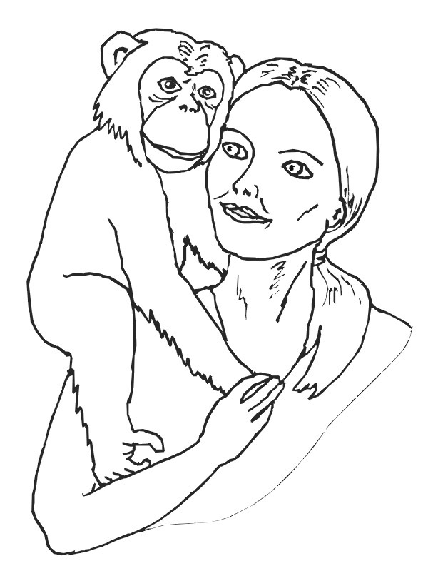 Szympans na ramieniu małpy