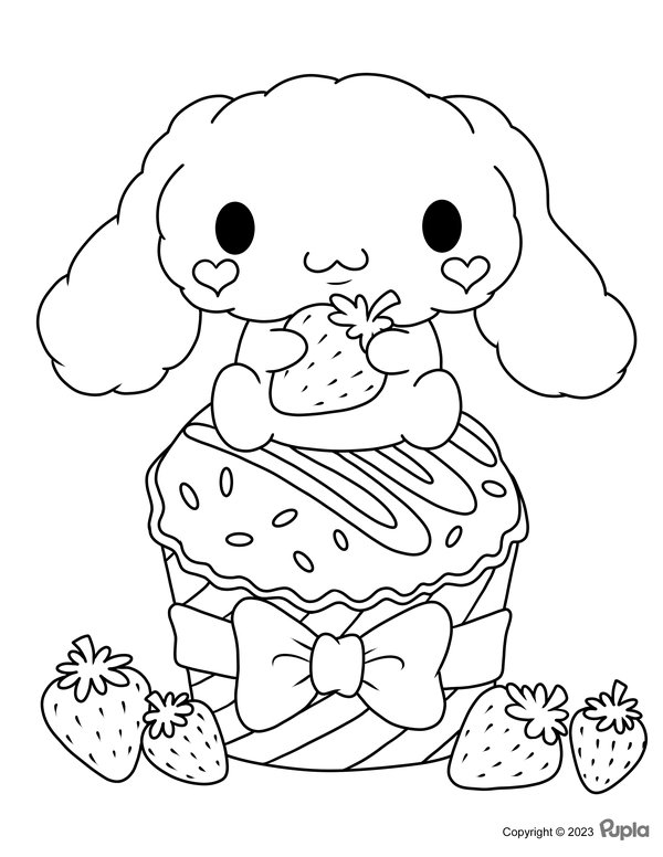 Cinnamoroll che mangia una fragola