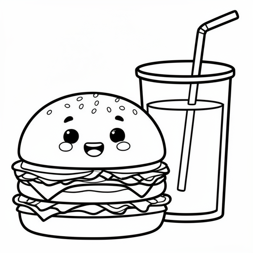 Cool hamburger with ice tea