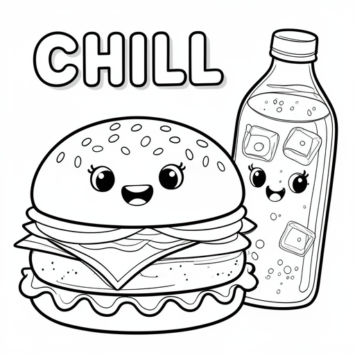 Cool hamburger with ice tea on the bottle