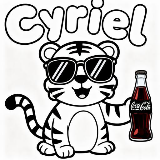 Fajny tygrys z okularami przeciwsłonecznymi i butelką coli w dłoni