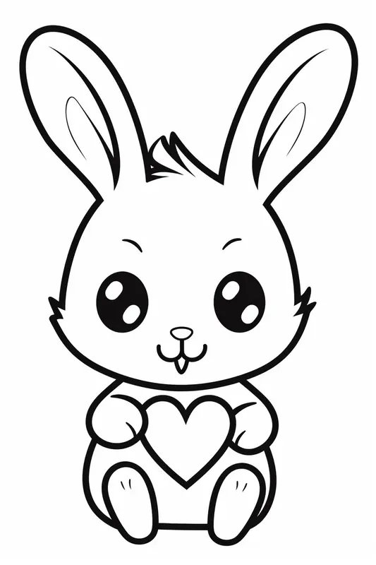 Lapin mignon tenant un coeur