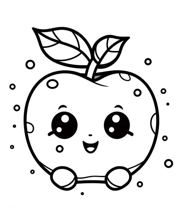 Cute Kawaii Apple With Leaves