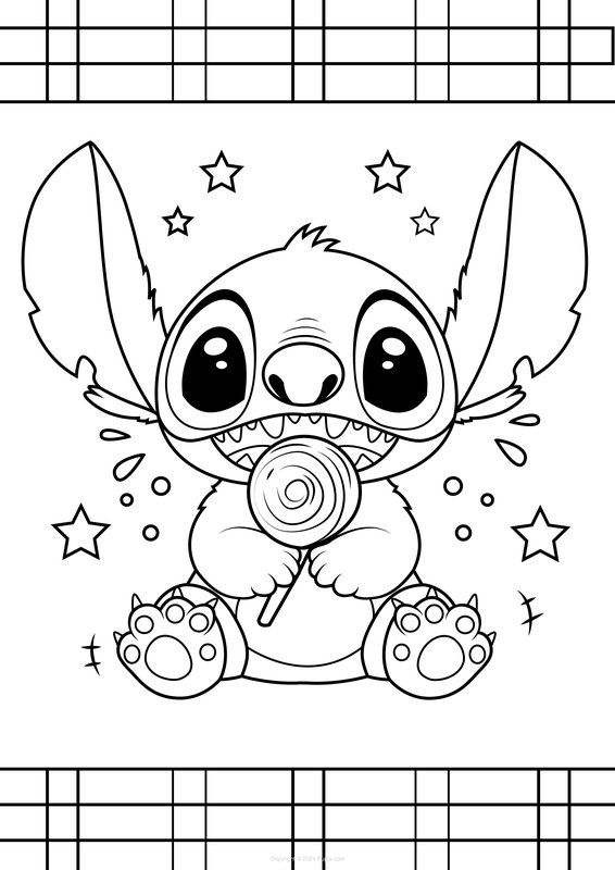 Schattig Stitch Een lolly eten