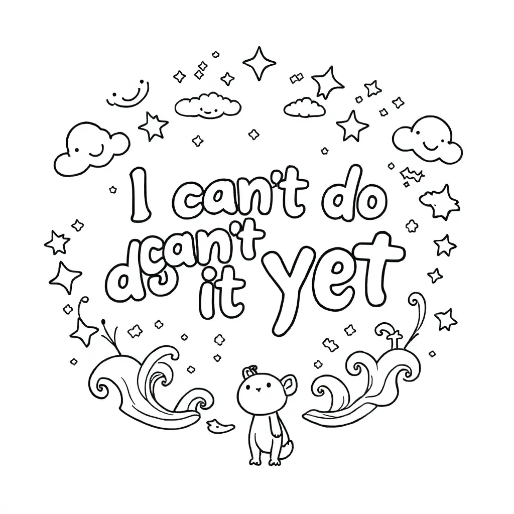 The Letters I Can't Do It Yet with Decorations Around It