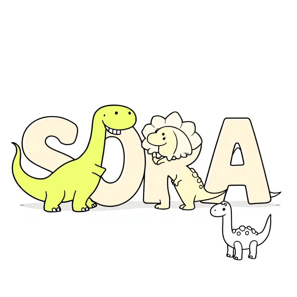 Der Name Sora mit Dinosauriern