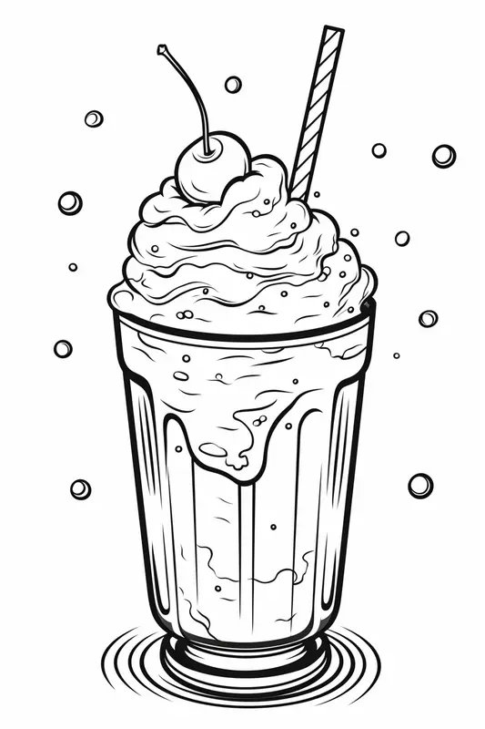Delicious Milkshake With A Straw And A Cherry