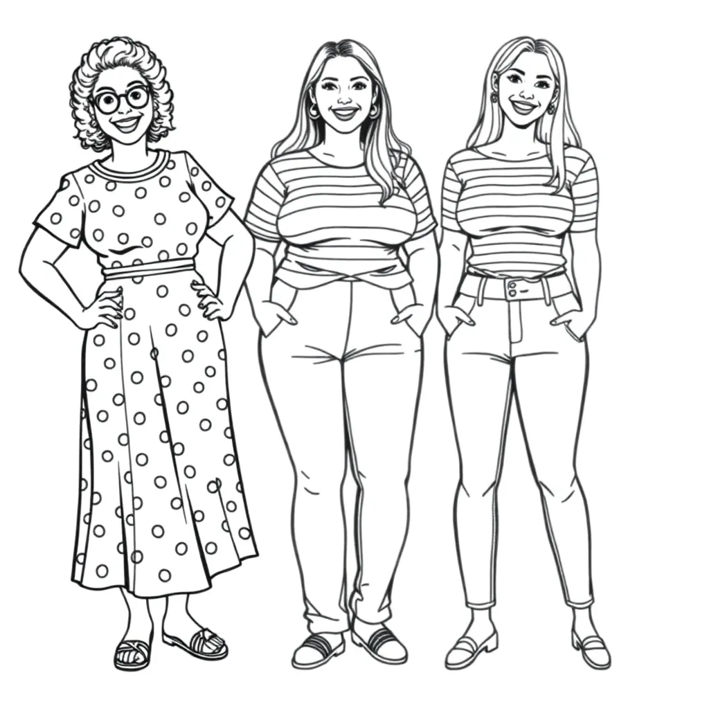 Fed, damer, munter, selvtillid, mode