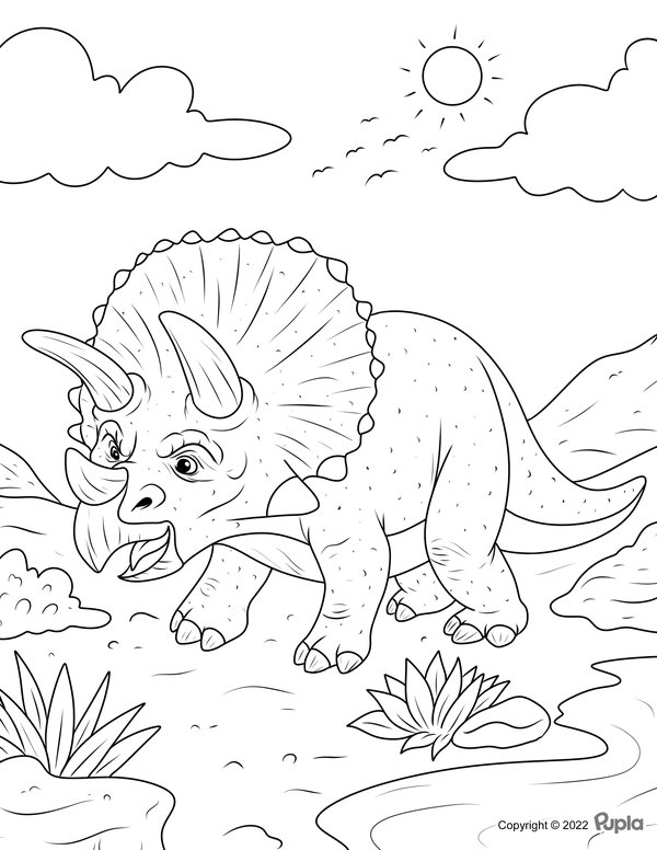Dinosaurier Triceratops Sonne