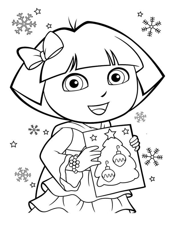 Dora con la cartolina di Natale