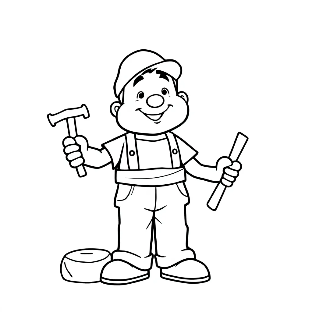 En glad stenhugger, der fløjter en sang