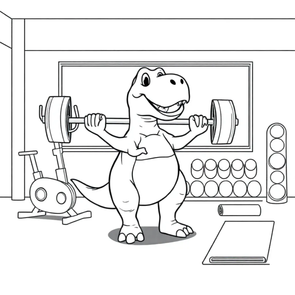 Ein Dinosaurier im Fitnessstudio