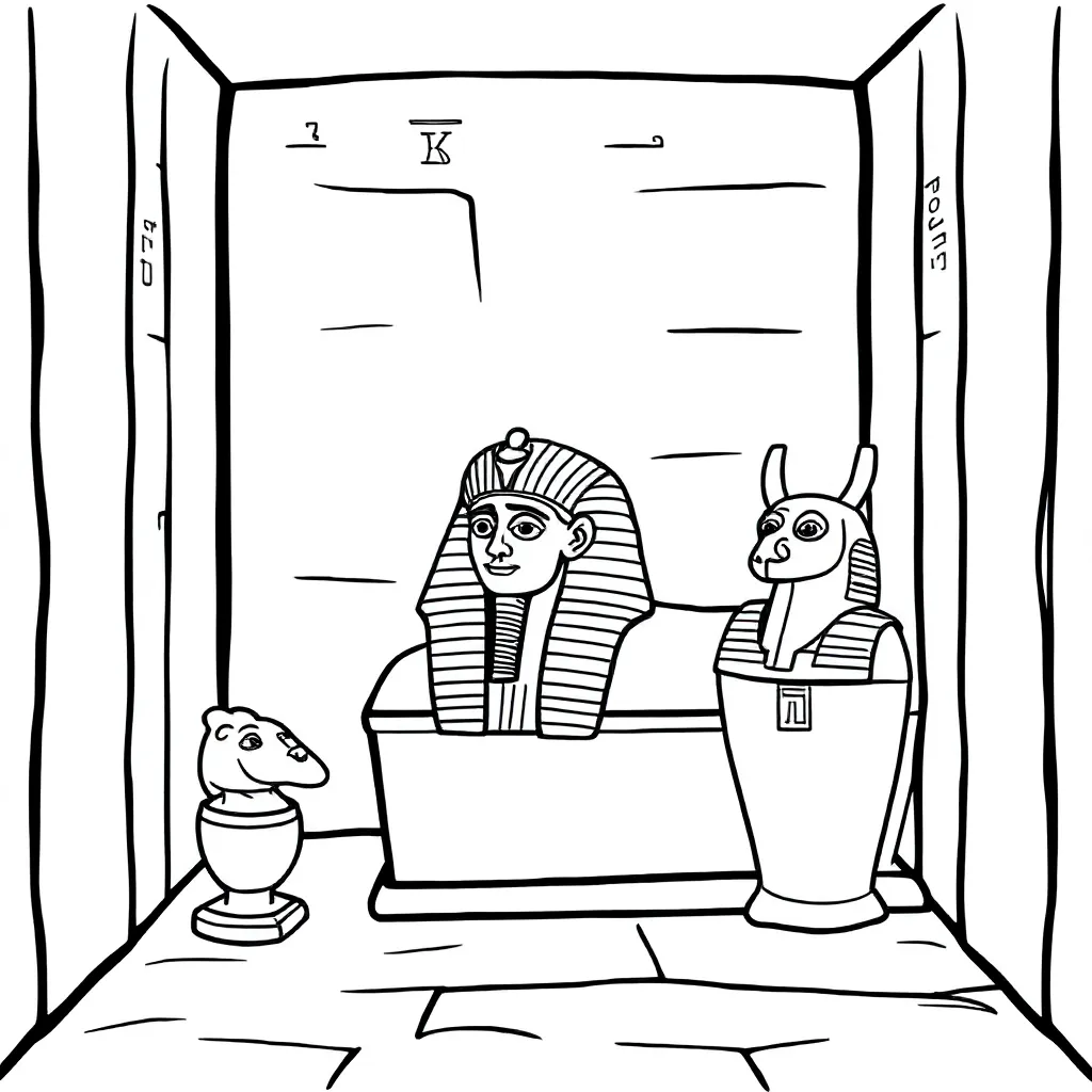 Een grafkamer van een farao met een farao hoofd