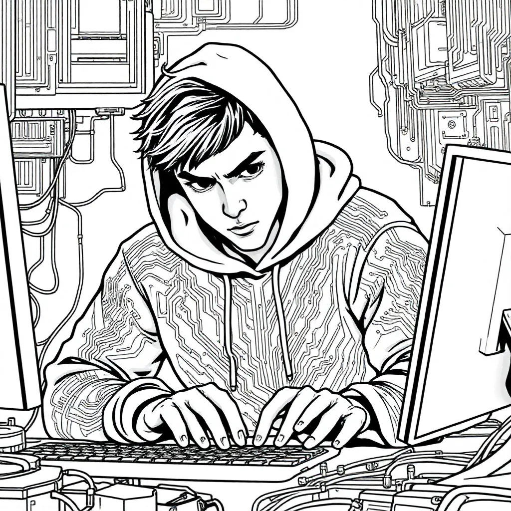 En hacker, der skaber en virus