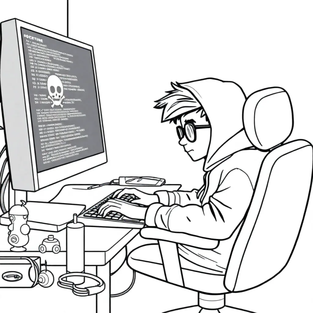 Ein Hacker, der einen Virus erstellt