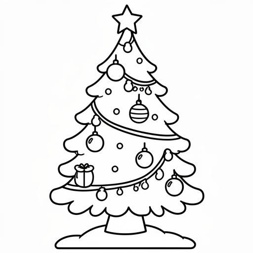 Un albero di Natale con palline, ghirlande e una stella come punta