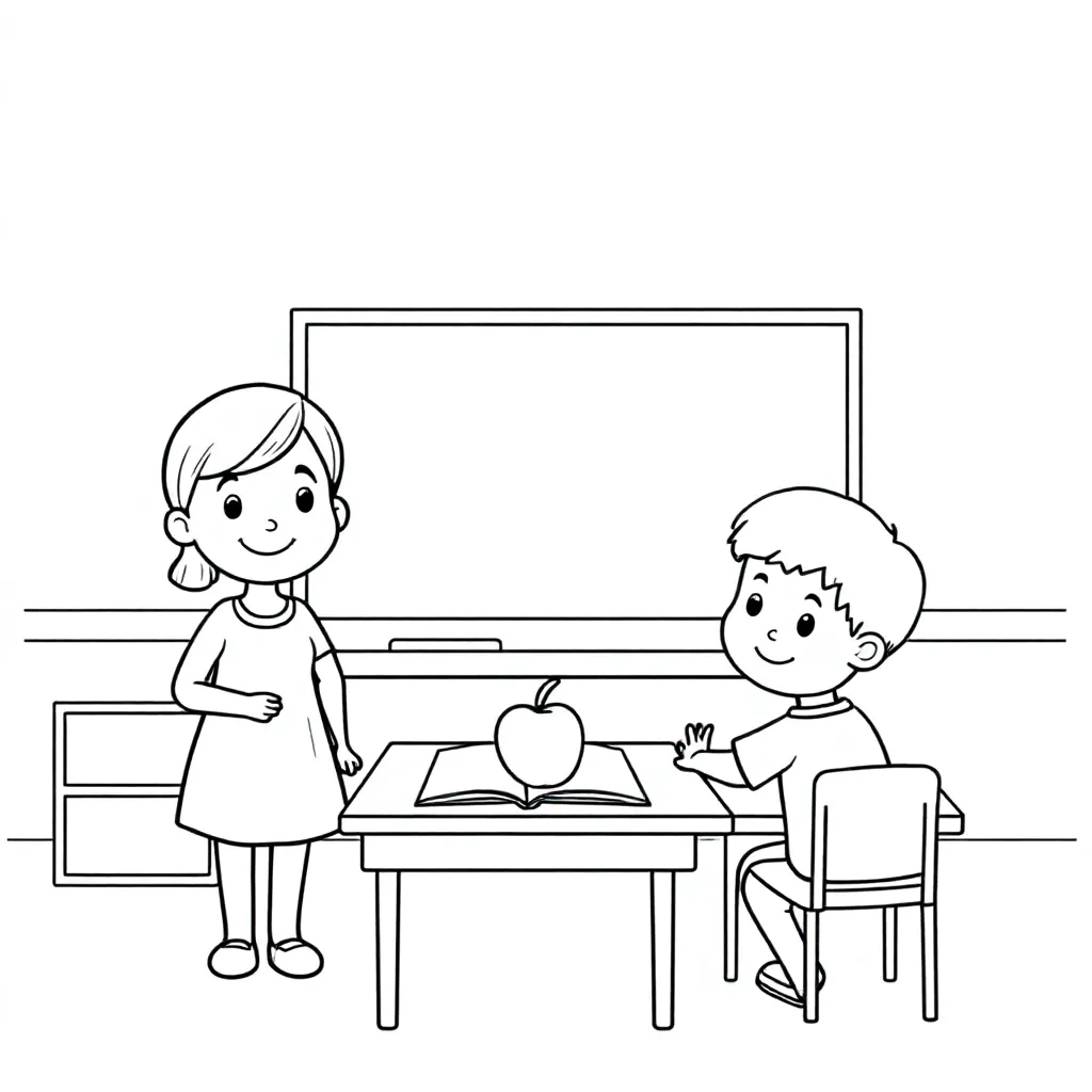 Een klaslokaal met kinderen een een jonge juf