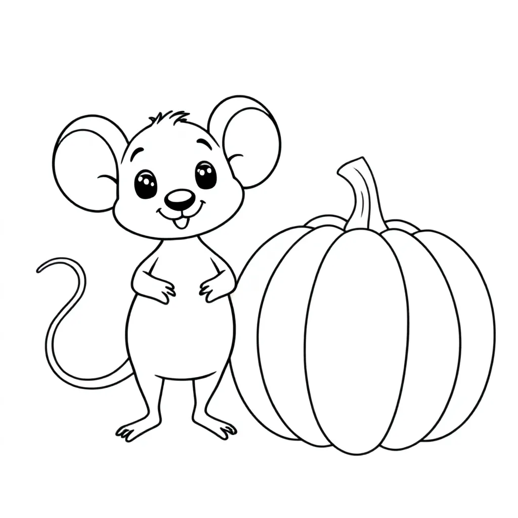 Een muis met een pompoen