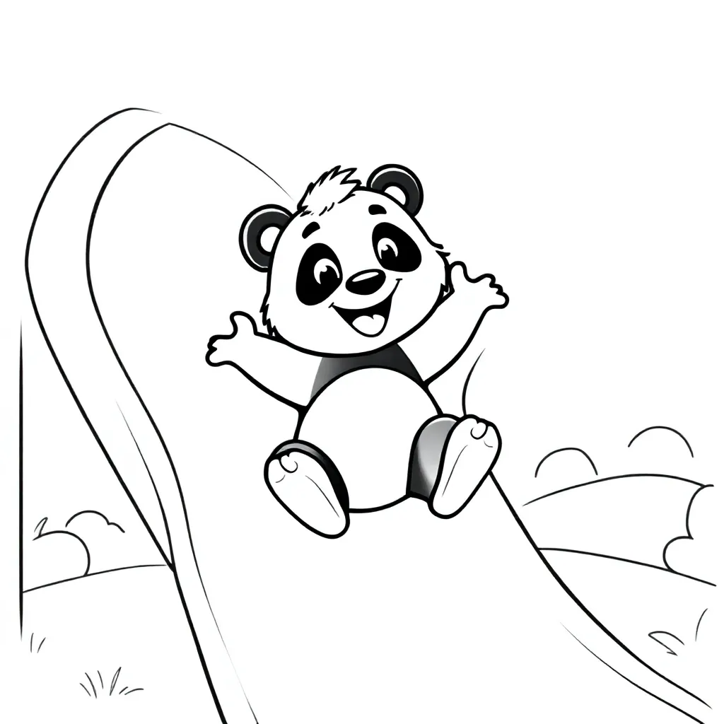 Een Panda Die Hard Van Een Glijbaan Glijdt