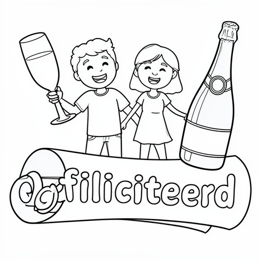 A paper with a curl on it and people who are happy around it plus a bottle of champagne