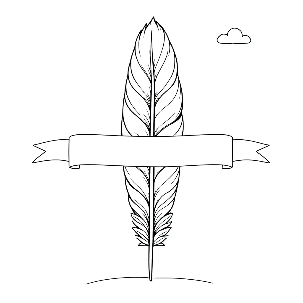 En fjer, en fjer med teksten velkommen på