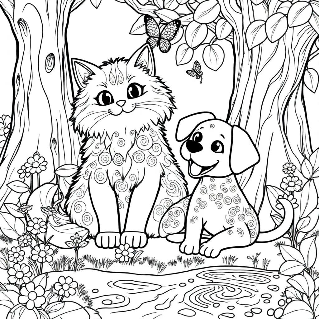 Yksi kissa kanssa yksi koira