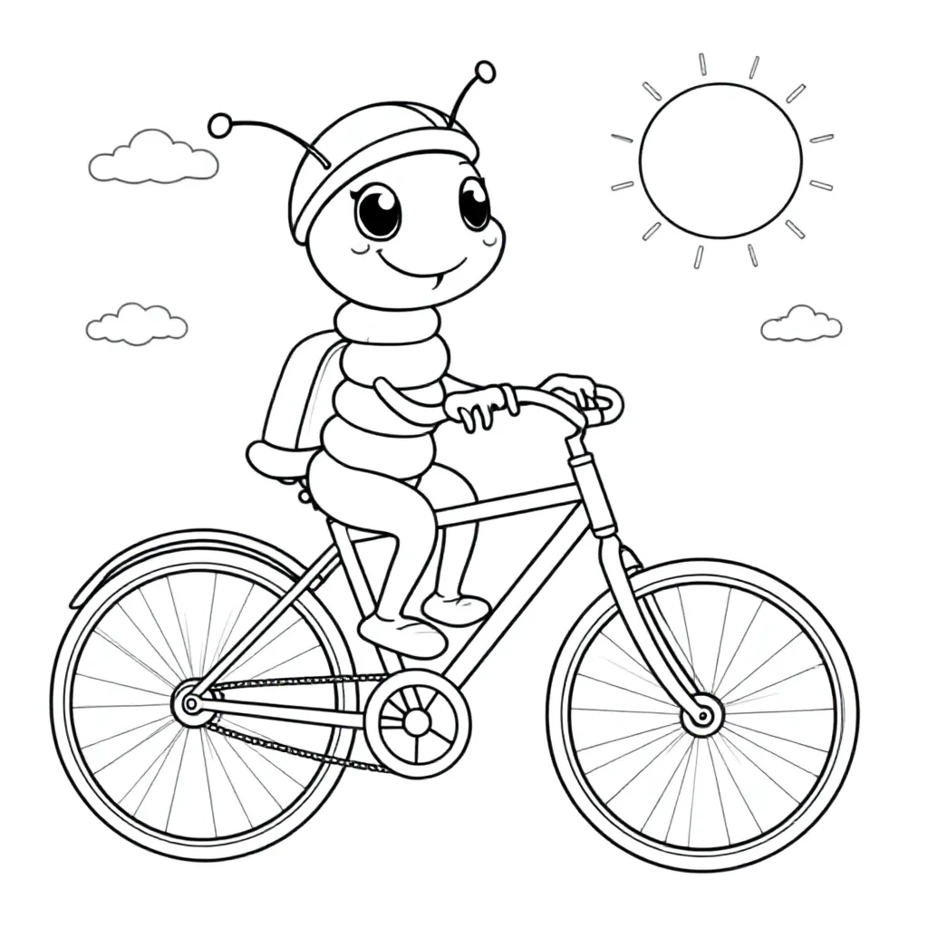 Ein süßer Tausendfüßler auf einem Rennrad