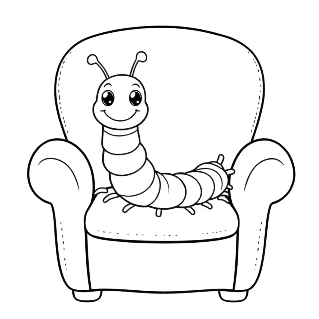 Urocza, zabawna stonoga na pluszowym krześle