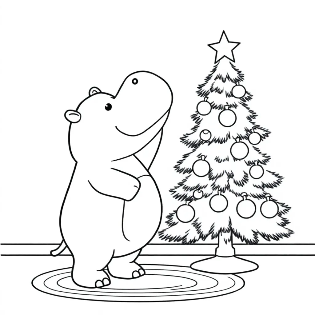 En sød flodhest kæletøj, der dekorerede kirsebærtræet