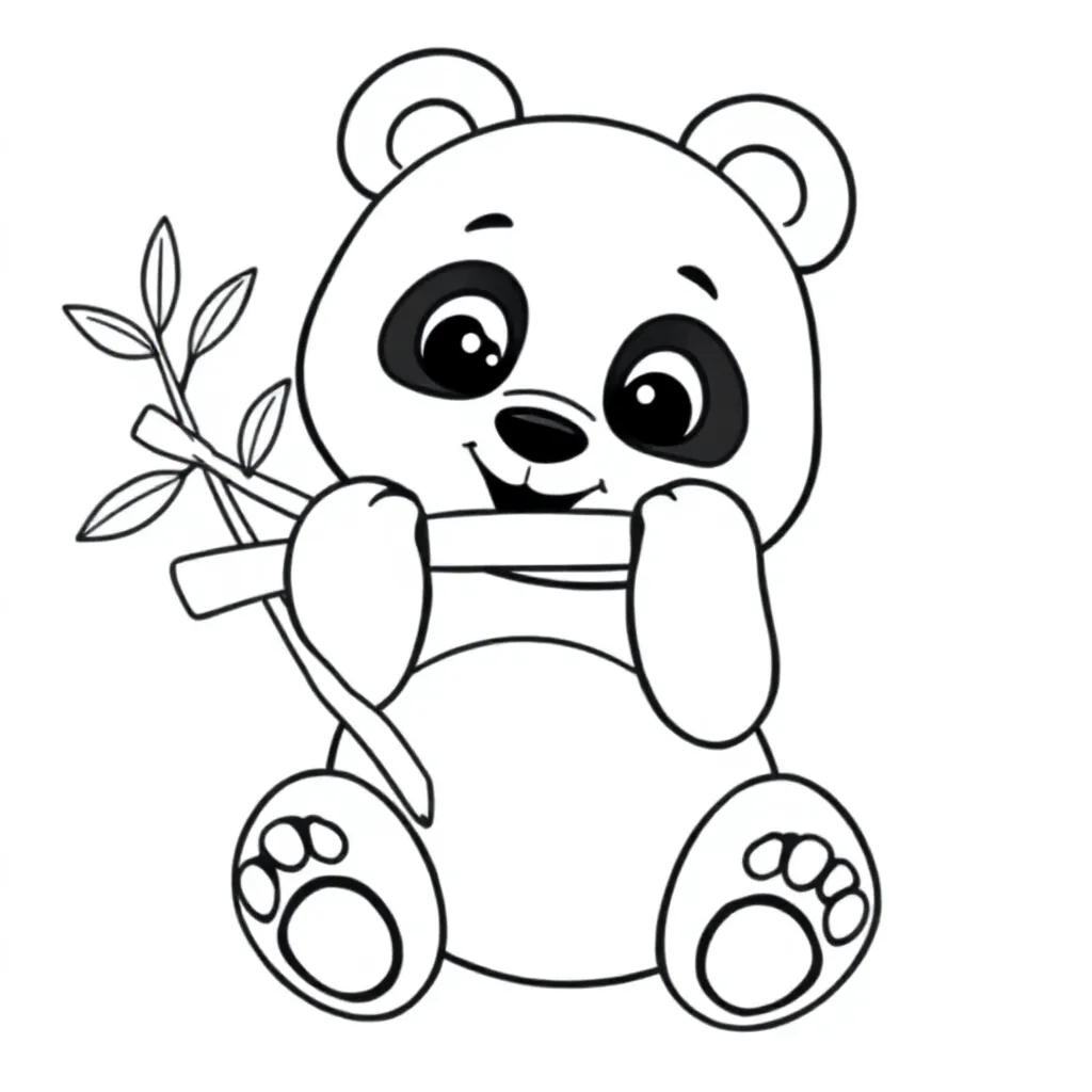 En söt panda som äter bambu