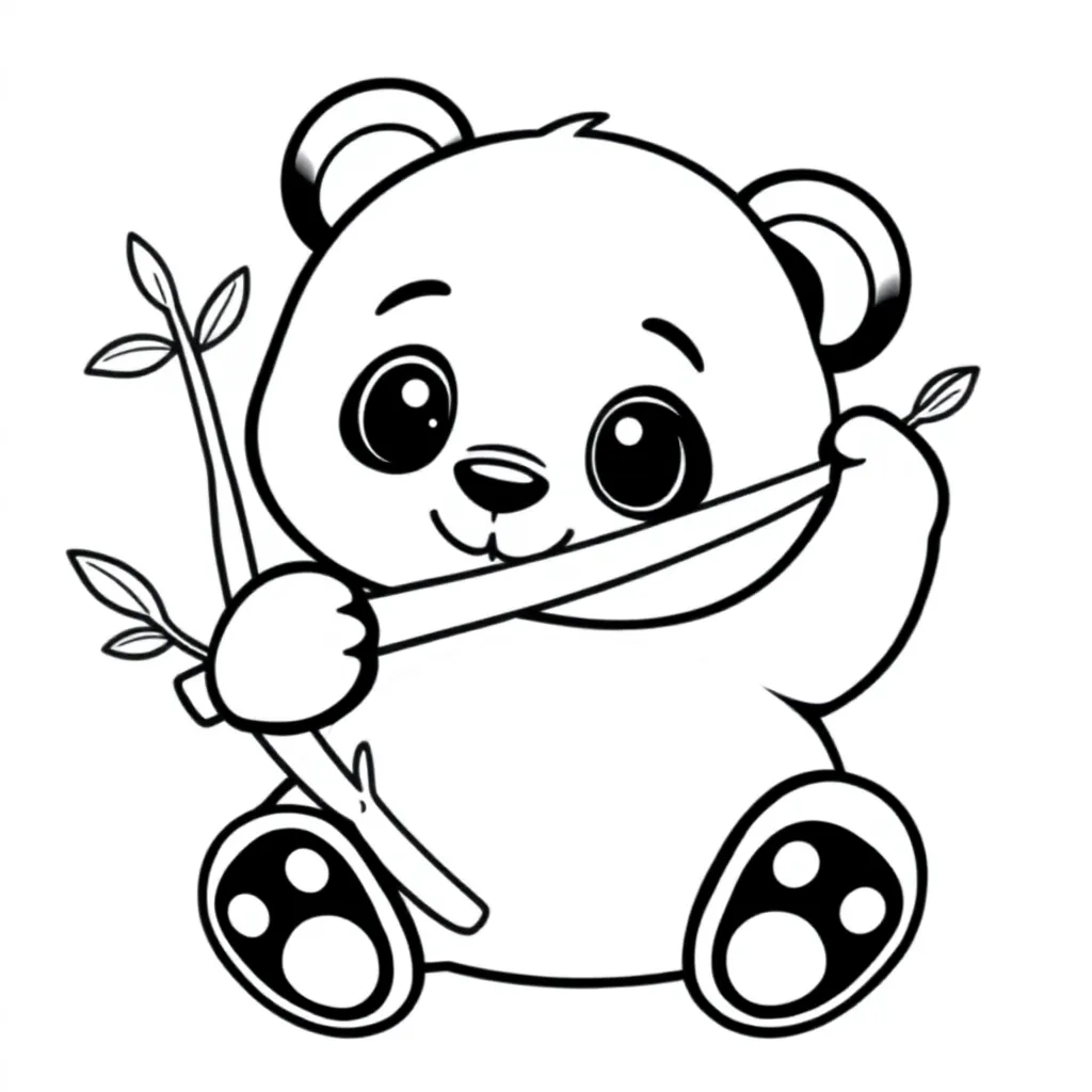 En söt panda som äter bambu