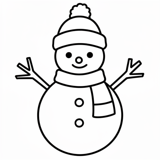 Un pupazzo di neve con sciarpa, cappello e rami al posto delle braccia