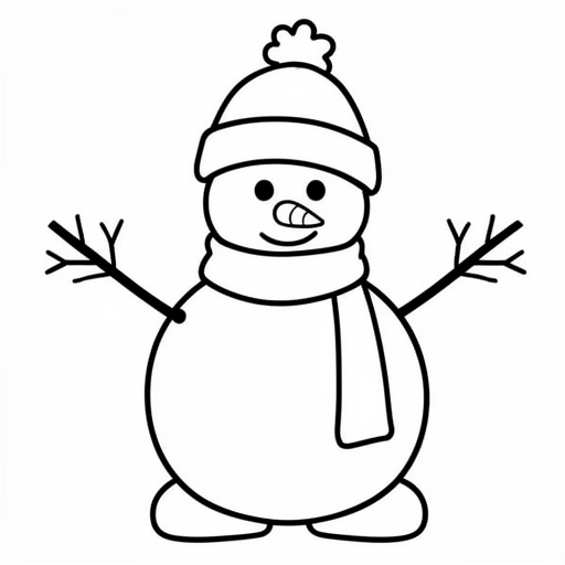 Een sneeuwpop met een sjaal en muts en takken als armen