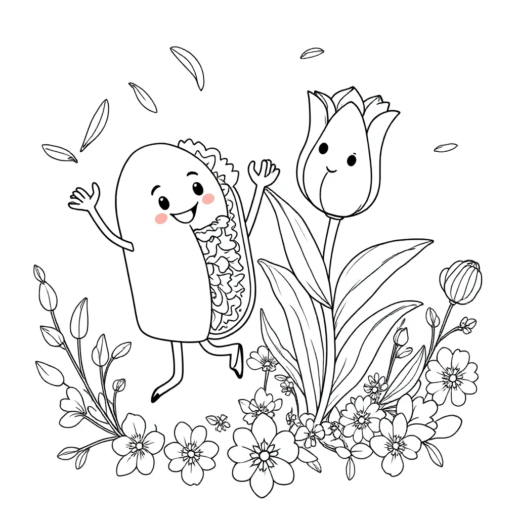 En taco og en tulipan, der danser sammen